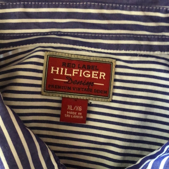 Tommy Hilfiger Red Label blue striped shirt XL - Picture 4 of 5